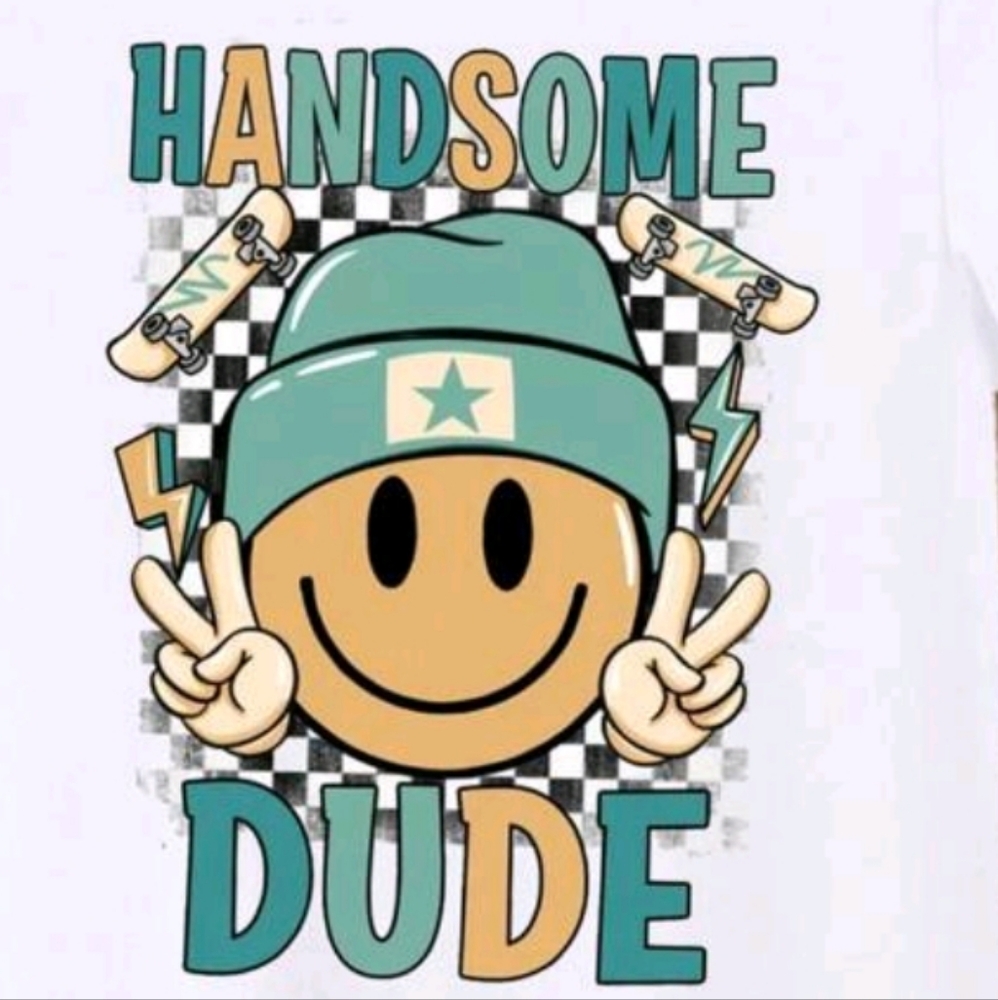 NWT Handsome Dude Kids Graphic T-Shirt - White - Picture 3 of 3
